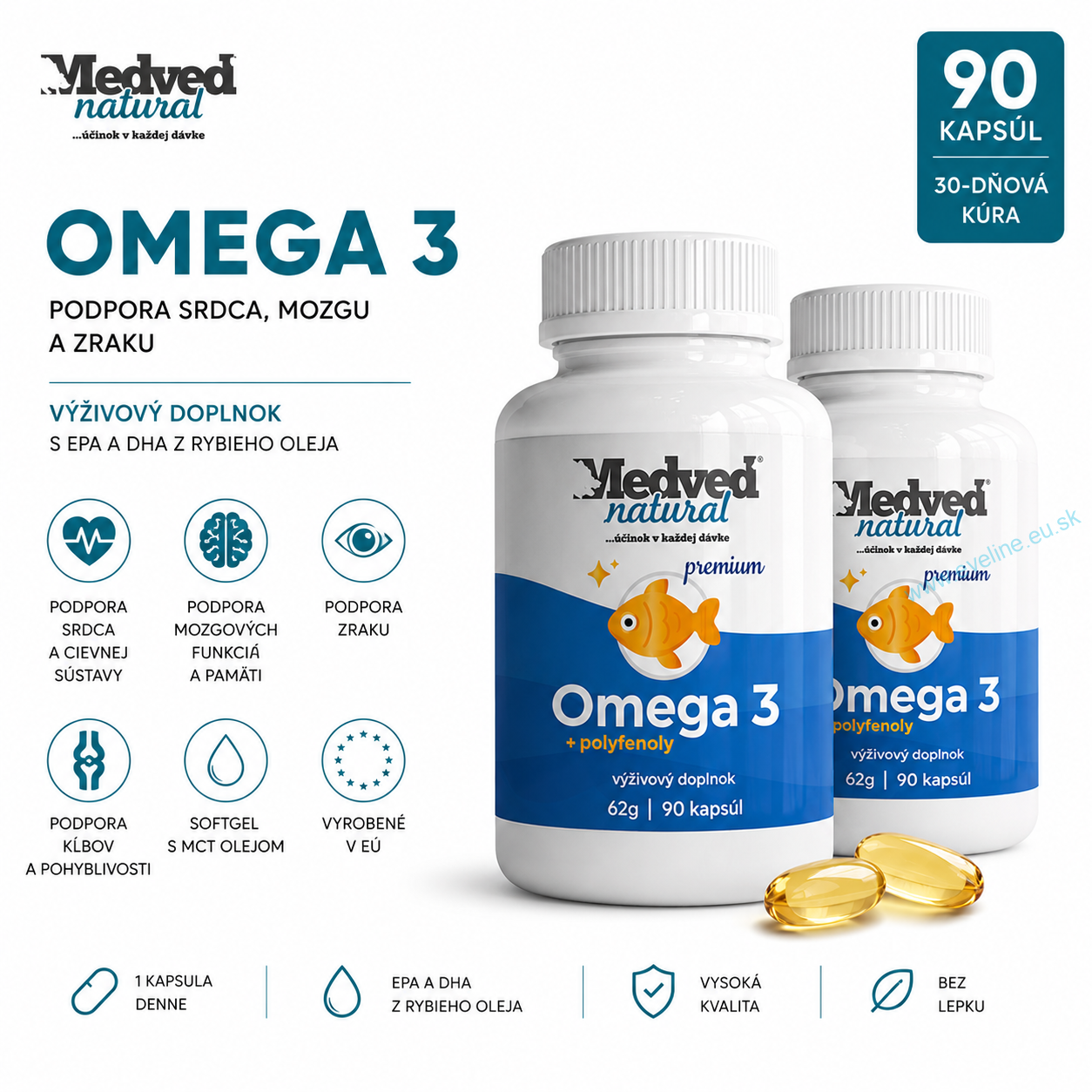 2x Omega-3 premium 90 kapsúl (180 kapsúl spolu)