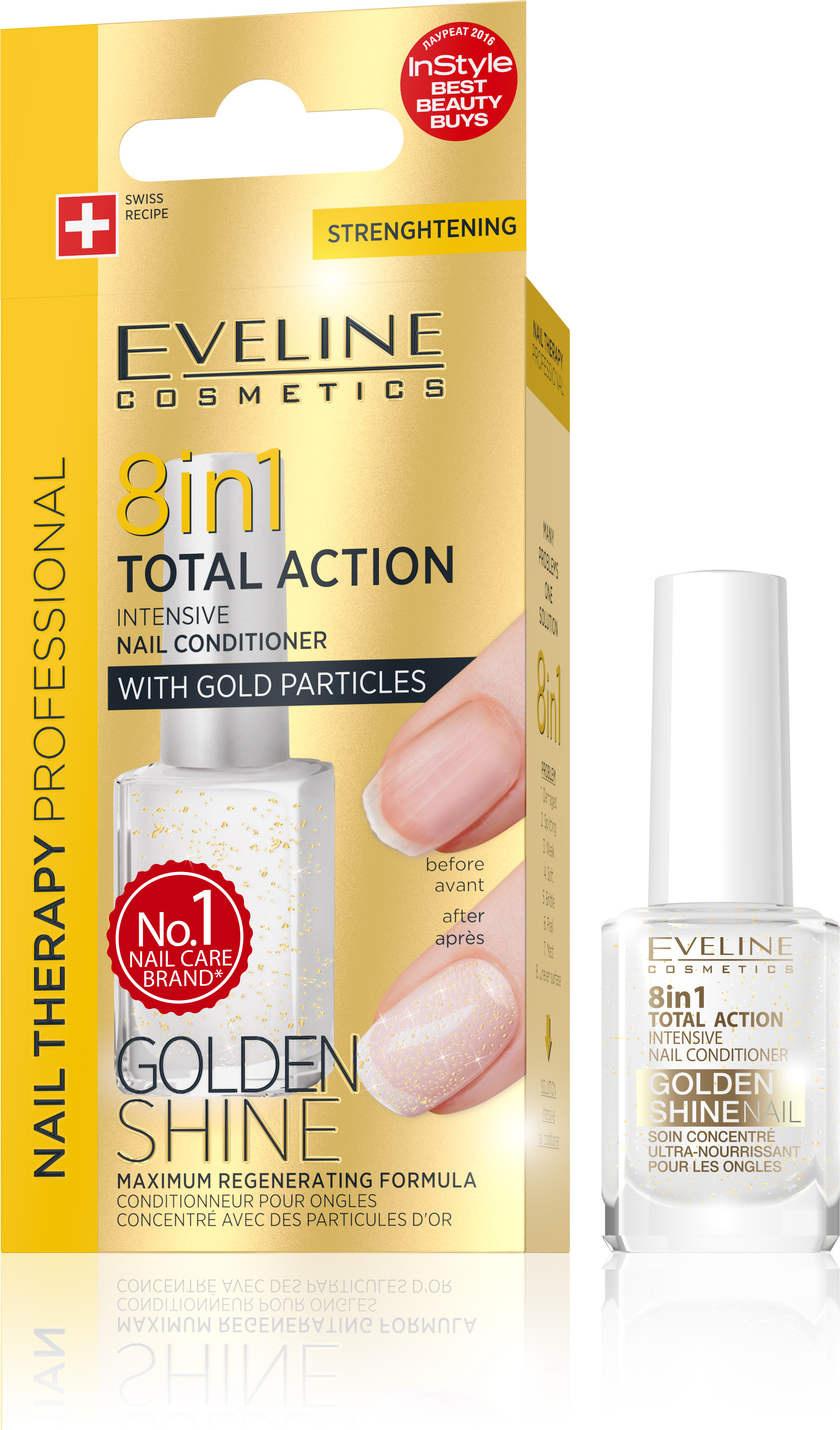 EVELINE lak na nechty TOTAL ACTION 8v1 GOLDEN SHINE