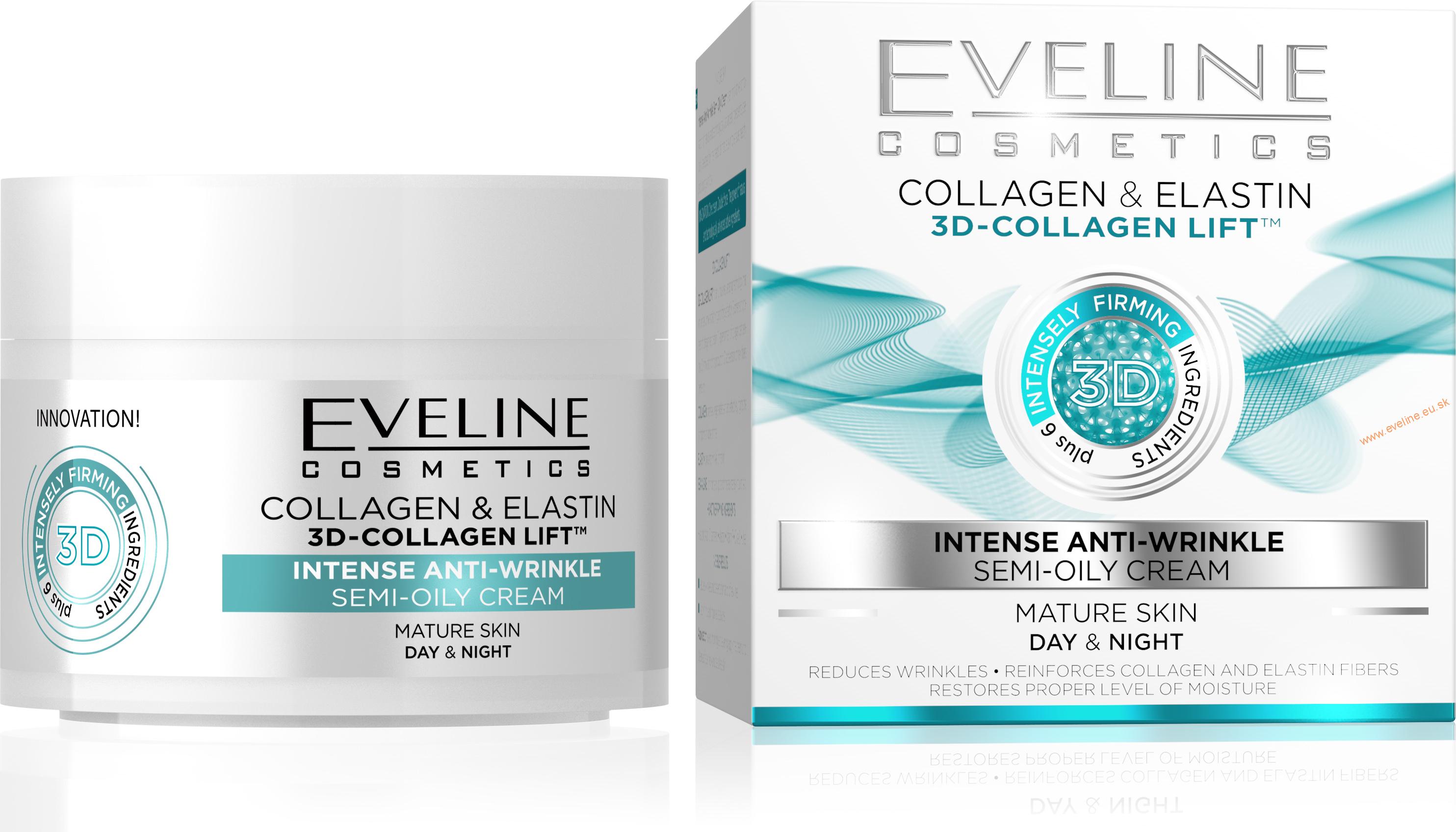 EVELINE Nature Line 3D intenzívny protivráskový krém s kolagénom & elastínom