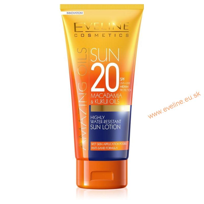 EVELINE SUN Amazing Oils vodeodolné mlieko na opaľovanie SPF 20