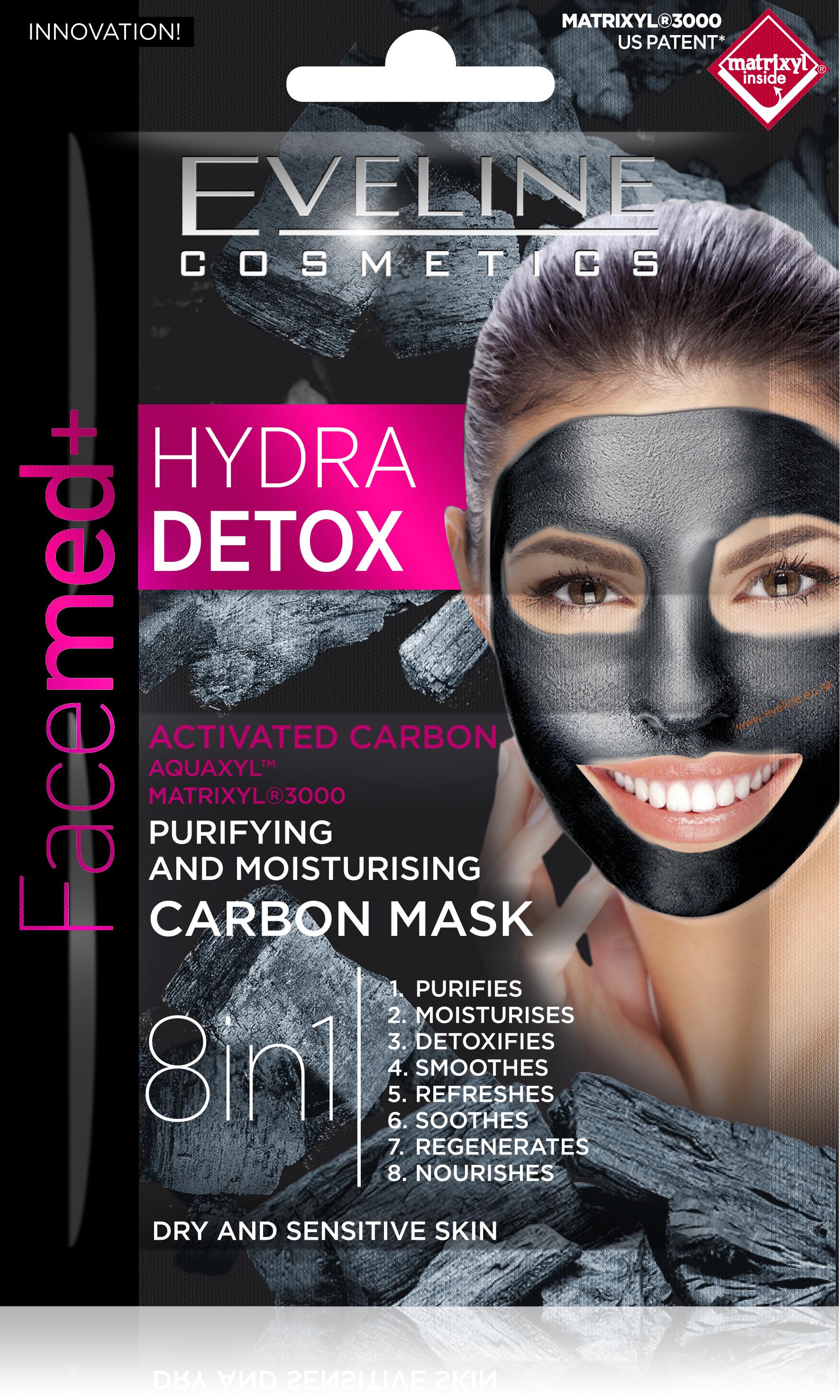 EVELINE Facemed+ čistiaca hydratačná maska s aktívnym uhlím HYDRA DETOX 8v1