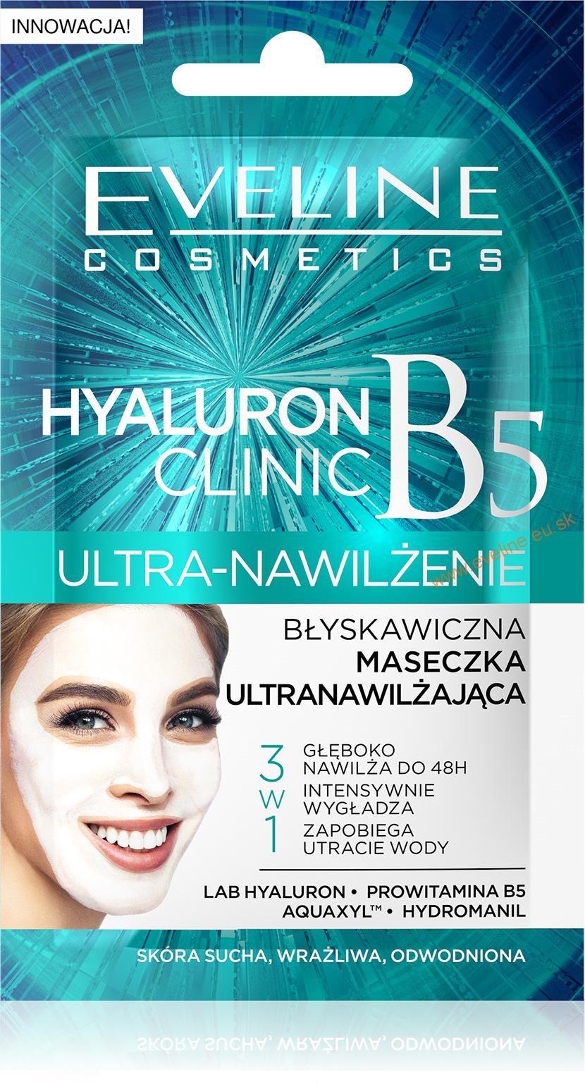 EVELINE HYALURON Clinic ultra - hydratačná vyhladzujúca maska 3v1