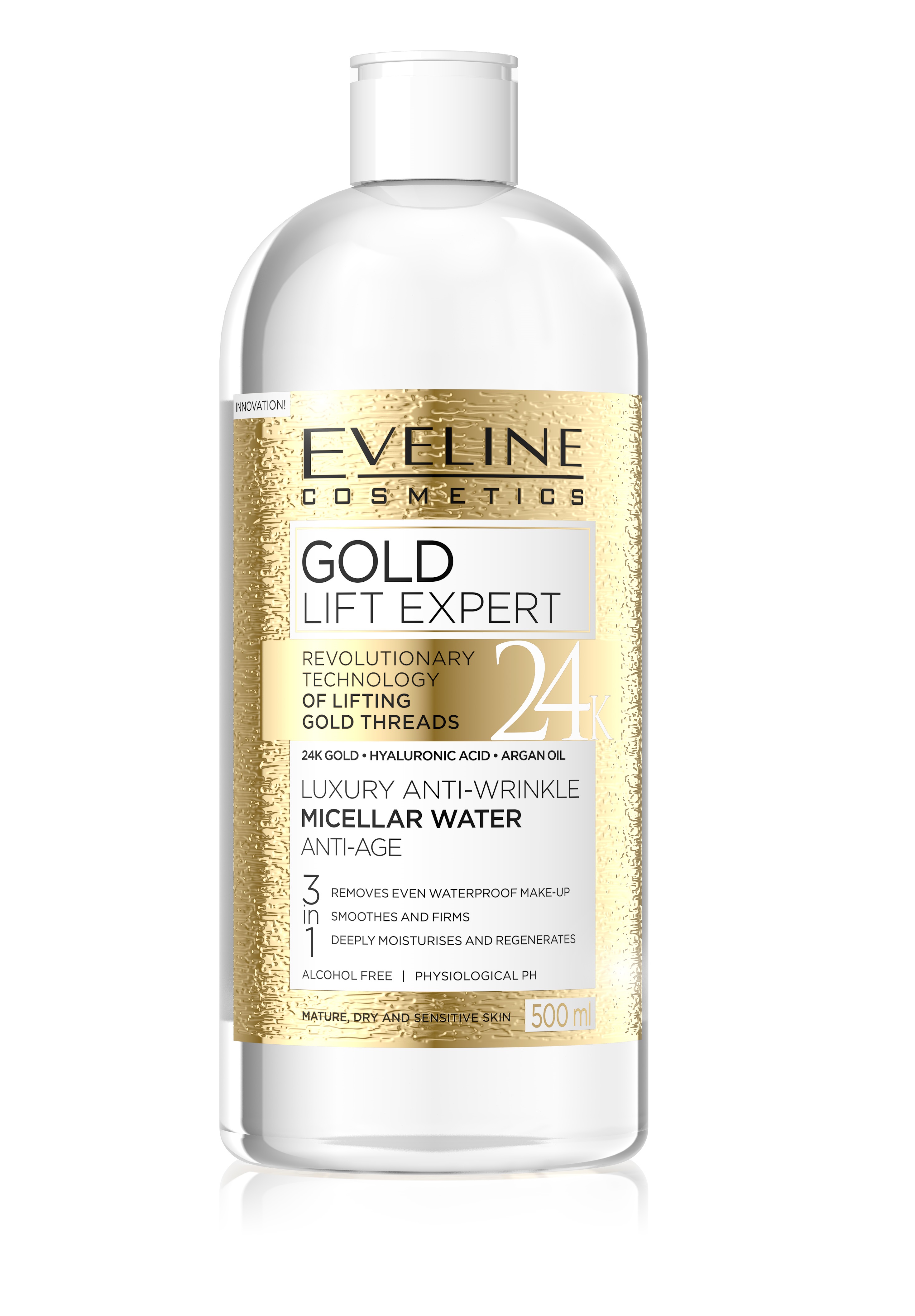 EVELINE Gold Lift Expert luxusná protivrásková micelárna voda 3v1 s 24k zlatom
