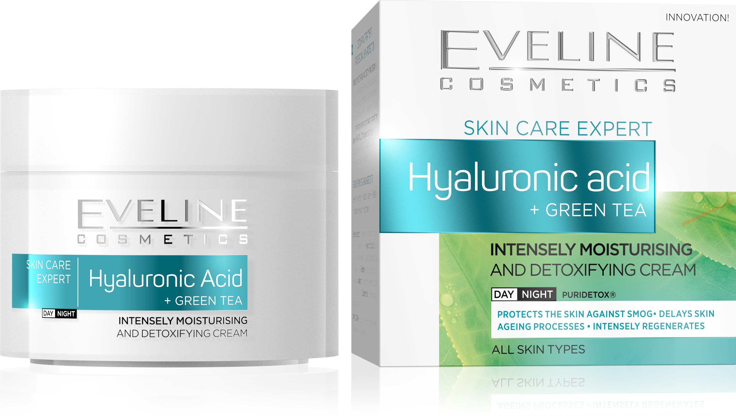EVELINE SKIN CARE EXPERT intenzívne hydratačný a detoxikačný krém kys. hyaluronová a zelený čaj