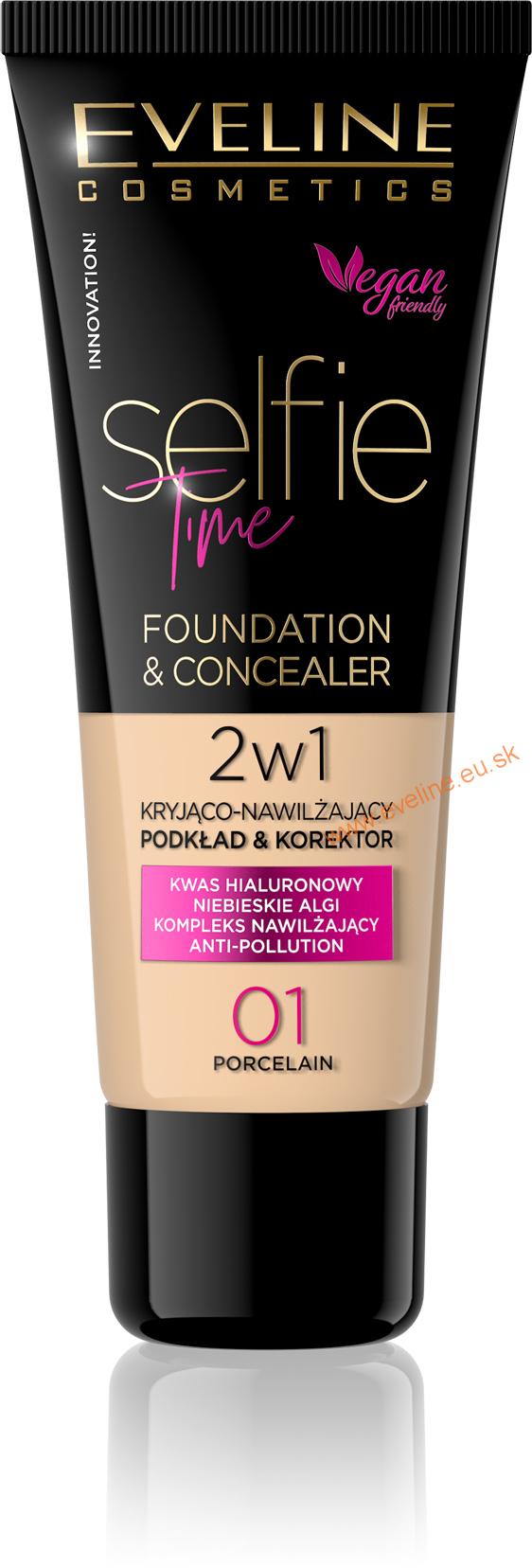 EVELINE MAKE-UP SELFIE TIME 2v1 - 01 PORCELAIN