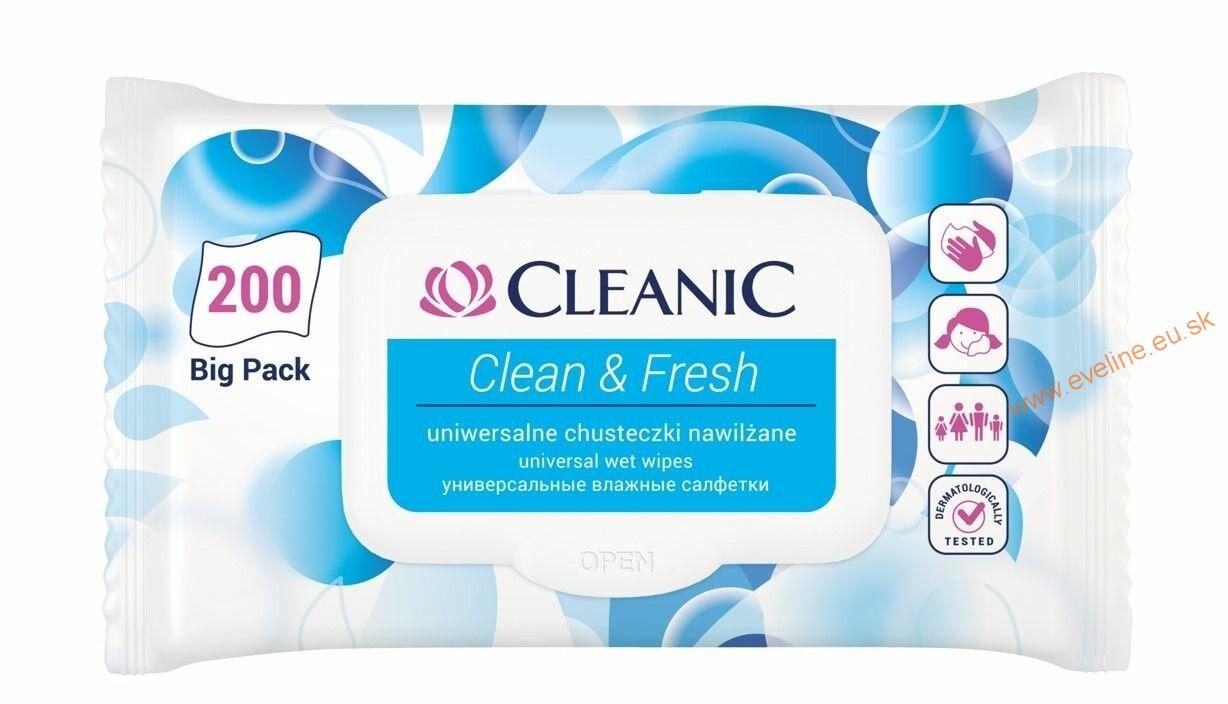 CLEANIC Clean & Fresh univerzálne osviežujúce vlhčené utierky