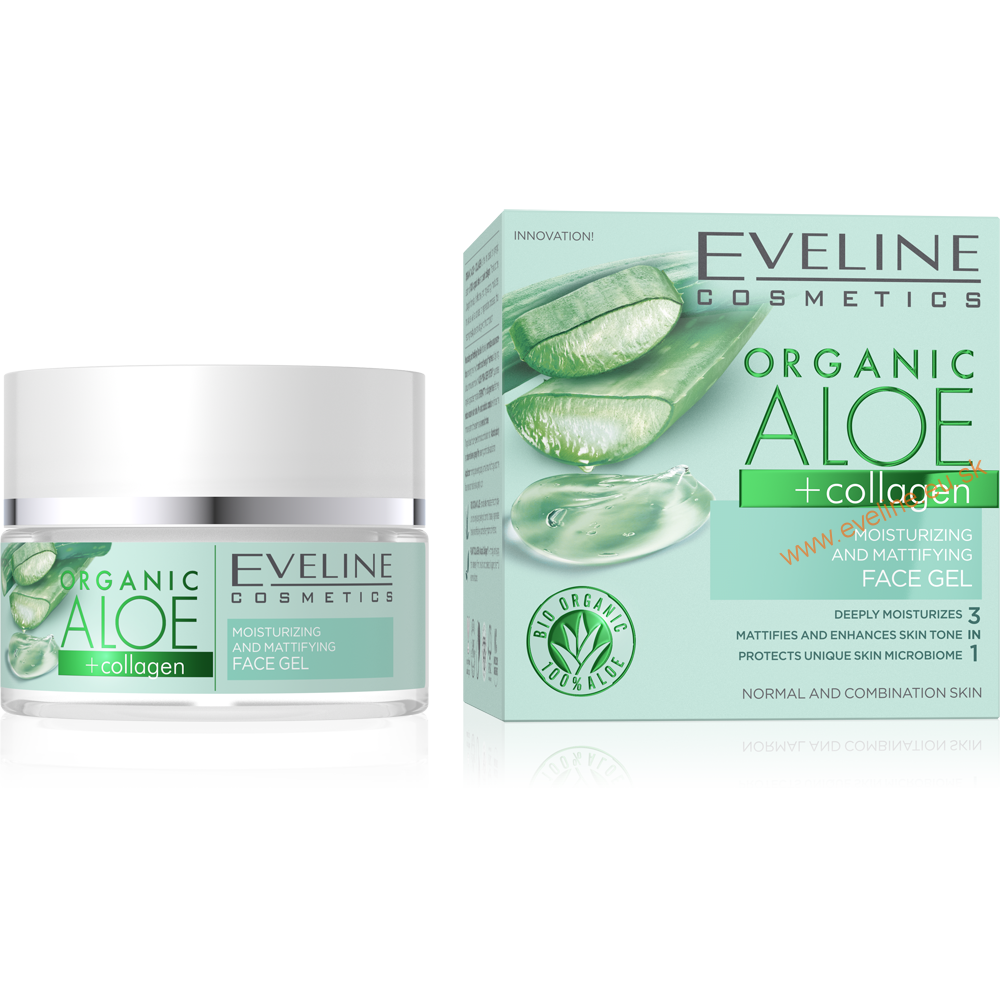 EVELINE Organic ALOE + COLLAGEN hydratačný a zmatňujúci pleťový krém - gél