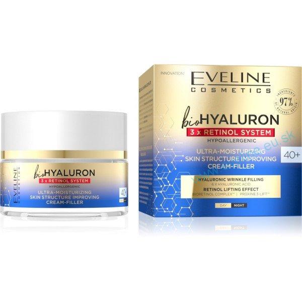 EVELINE bio HYALURON 3X RETINOL System 40+ ultra-hydratačný krém - výplň na zlepšenie štruktúry pokožky
