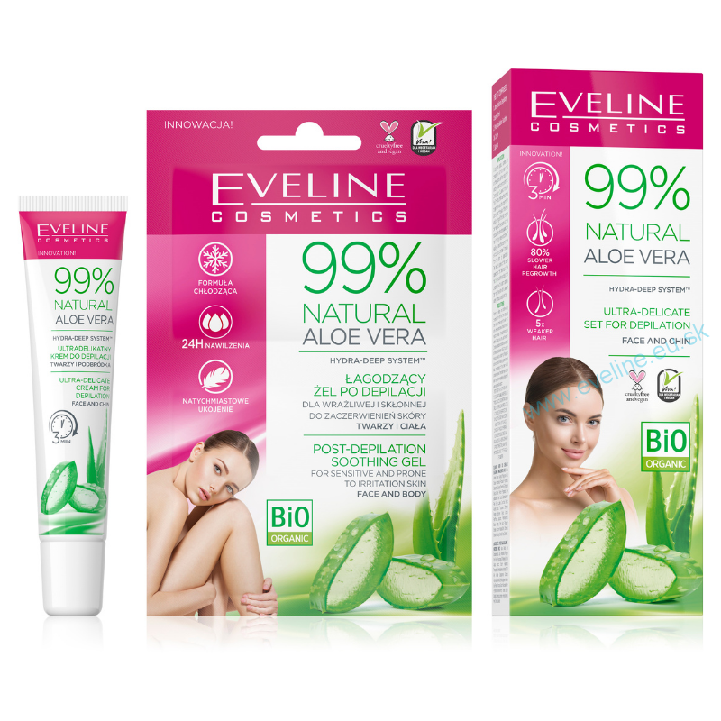 EVELINE ultra-jemný set na depiláciu tváre a brady 99% ALOE VERA