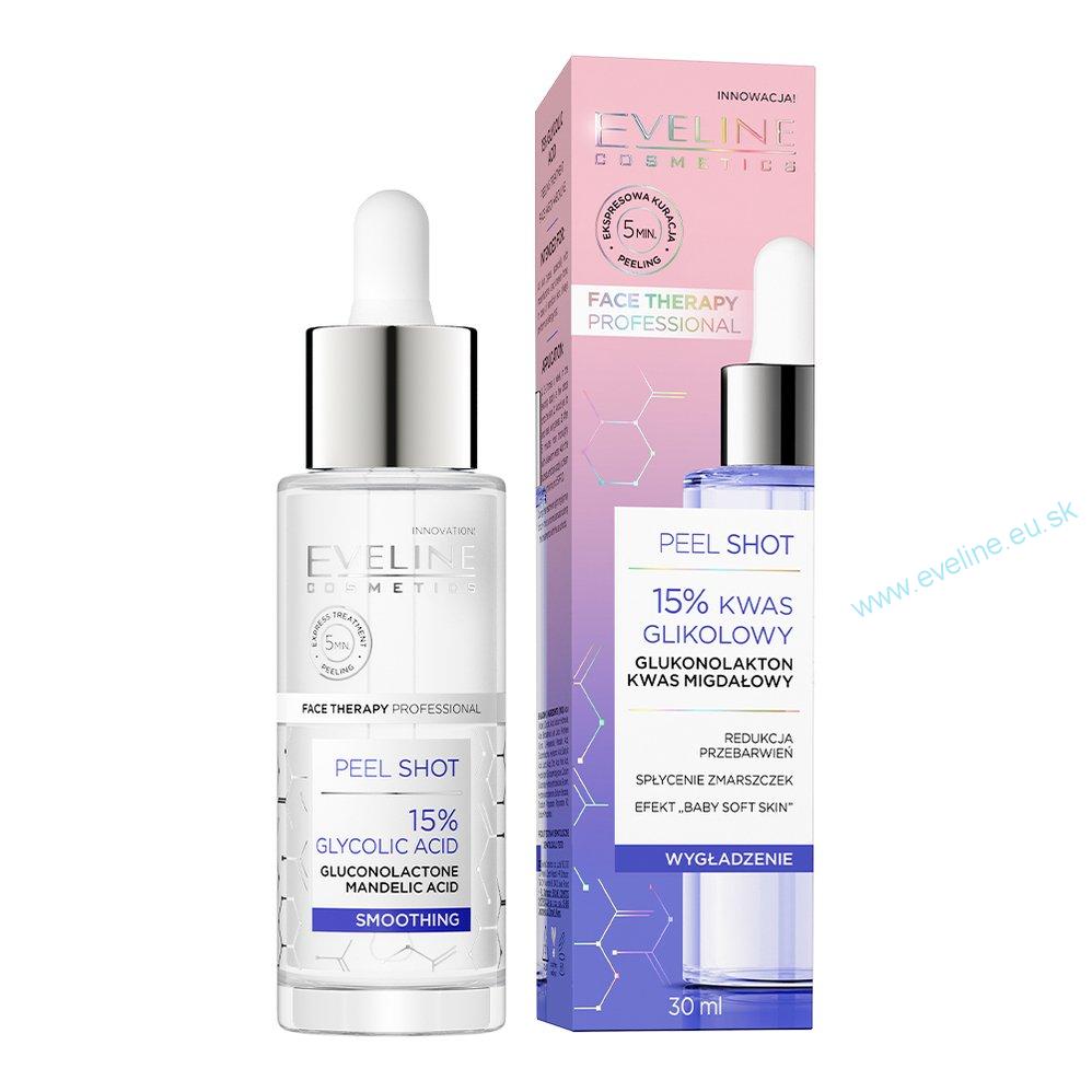 EVELINE PEEL SHOT vyhladzujúci peeling s 15% kyselinou glykolovou na tvár, krk a dekolt