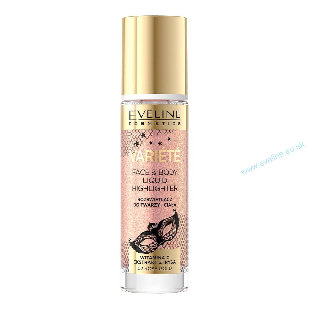EVELINE VARIÉTÉ tekutý rozjasňovač na tvár a telo - 02 ROSE GOLD