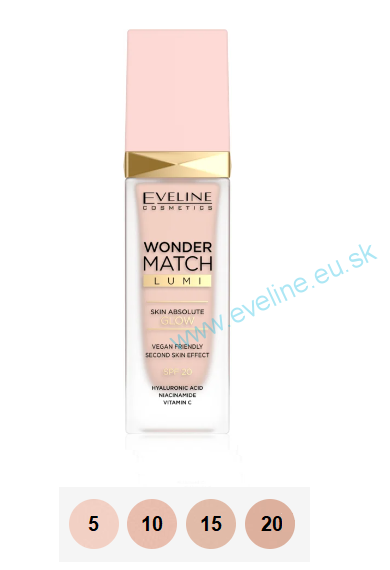 EVELINE Wonder Match LUMI - Rozjasňujúci make-up glow efekt s SPF 20