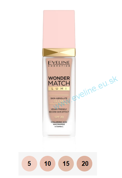 EVELINE Wonder Match LUMI - Rozjasňujúci make-up glow efekt s SPF 20