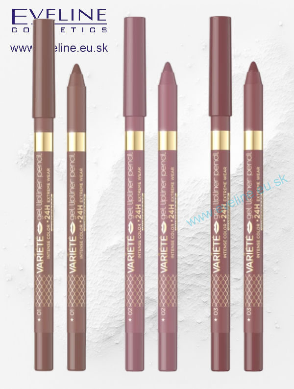 EVELINE Variété – vodeodolná gélová kontúrovacia ceruzka na pery