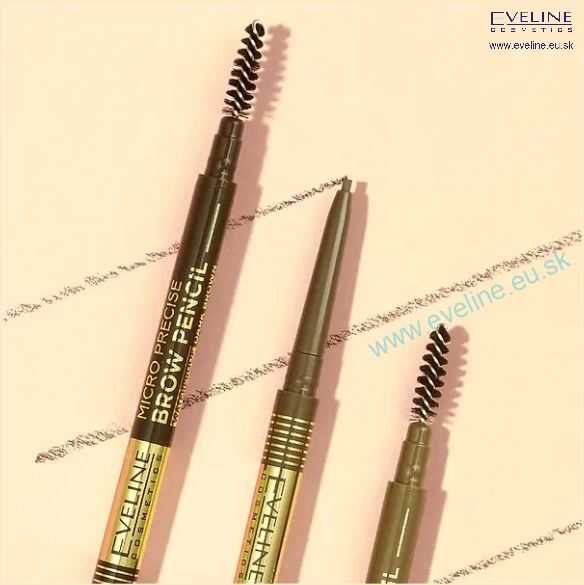 EVELINE Micro precízna vodeodolná ceruzka na obočie s kefkou 2v1