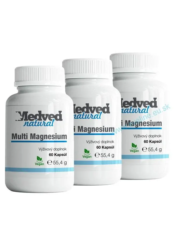 Medveď natural 3x Magnesium multi po 60 kapsúl (180 kapsúl spolu)