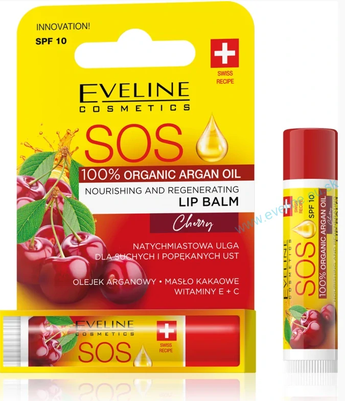 SOS - Vyživujúci a regeneračný balzam na pery s SPF 10 - CHERRY