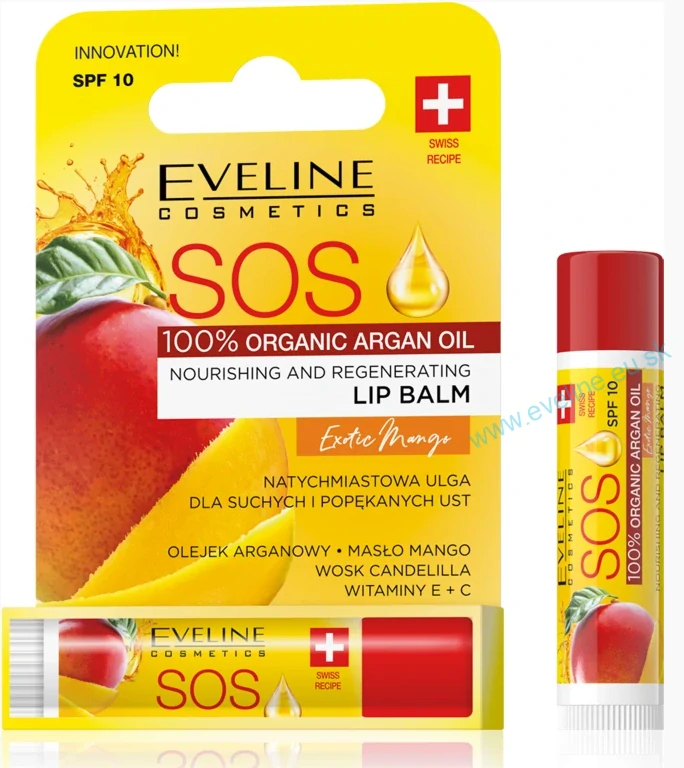 SOS - Výživný a regeneračný balzam na pery s SPF 10 - EXOTIC MANGO