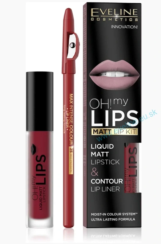 Oh! My Lips - Matný tekutý rúž + kontúrovacia ceruza na pery so strúhadlom 17