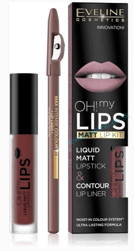 Oh! My Lips - Matný tekutý rúž + kontúrovacia ceruza na pery so strúhadlom 16