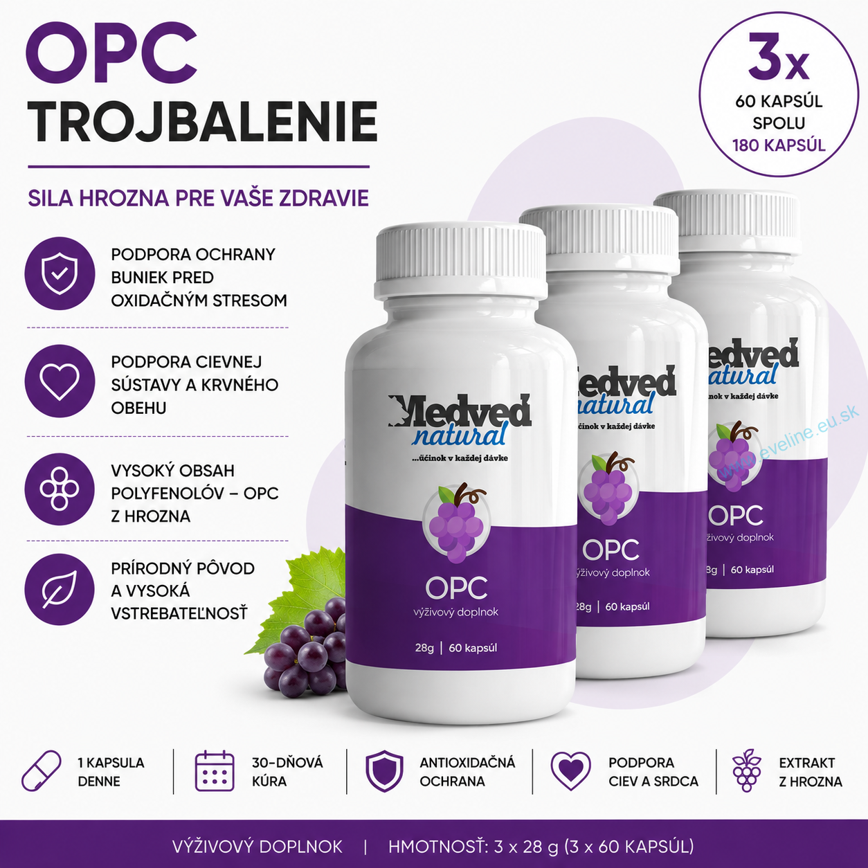3x OPC 60 kapsúl (180 kapsúl spolu)