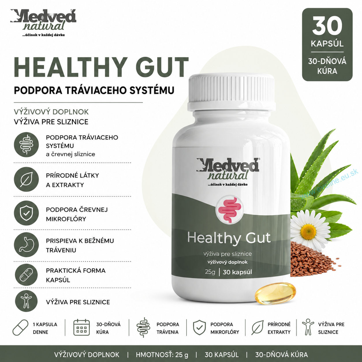 Medveď natural Healthy Gut 30 kapsúl