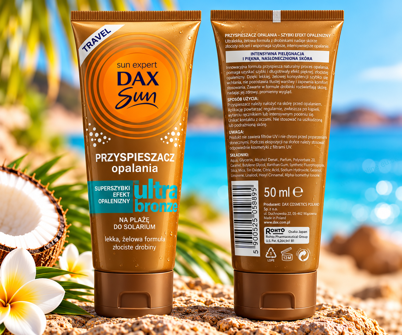 DAX Sun Ultra Bronze – urýchľovač opálenia so zlatými trblietkami 50 ml