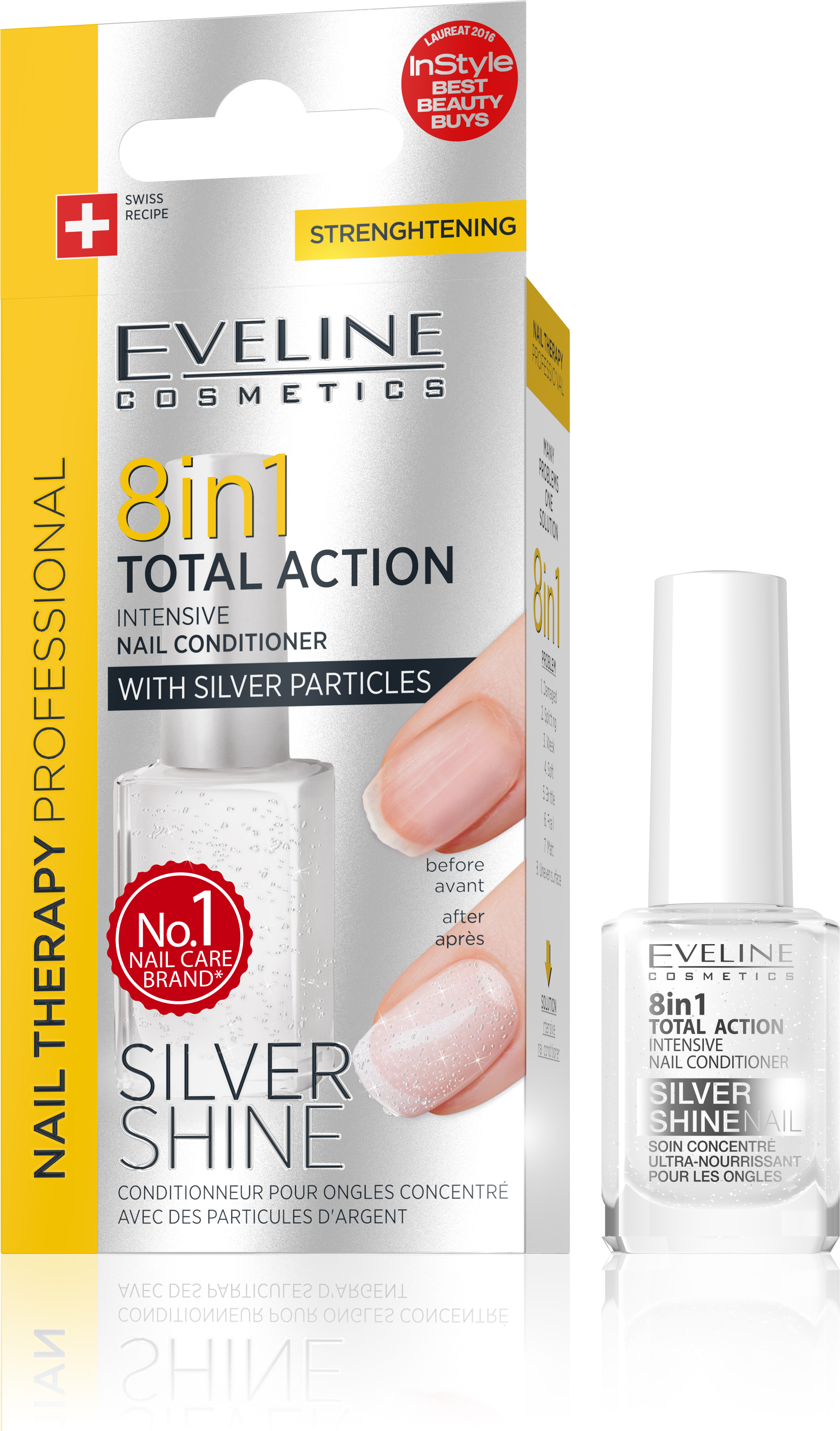 EVELINE lak na nechty TOTAL ACTION 8v1 SILVER SHINE
