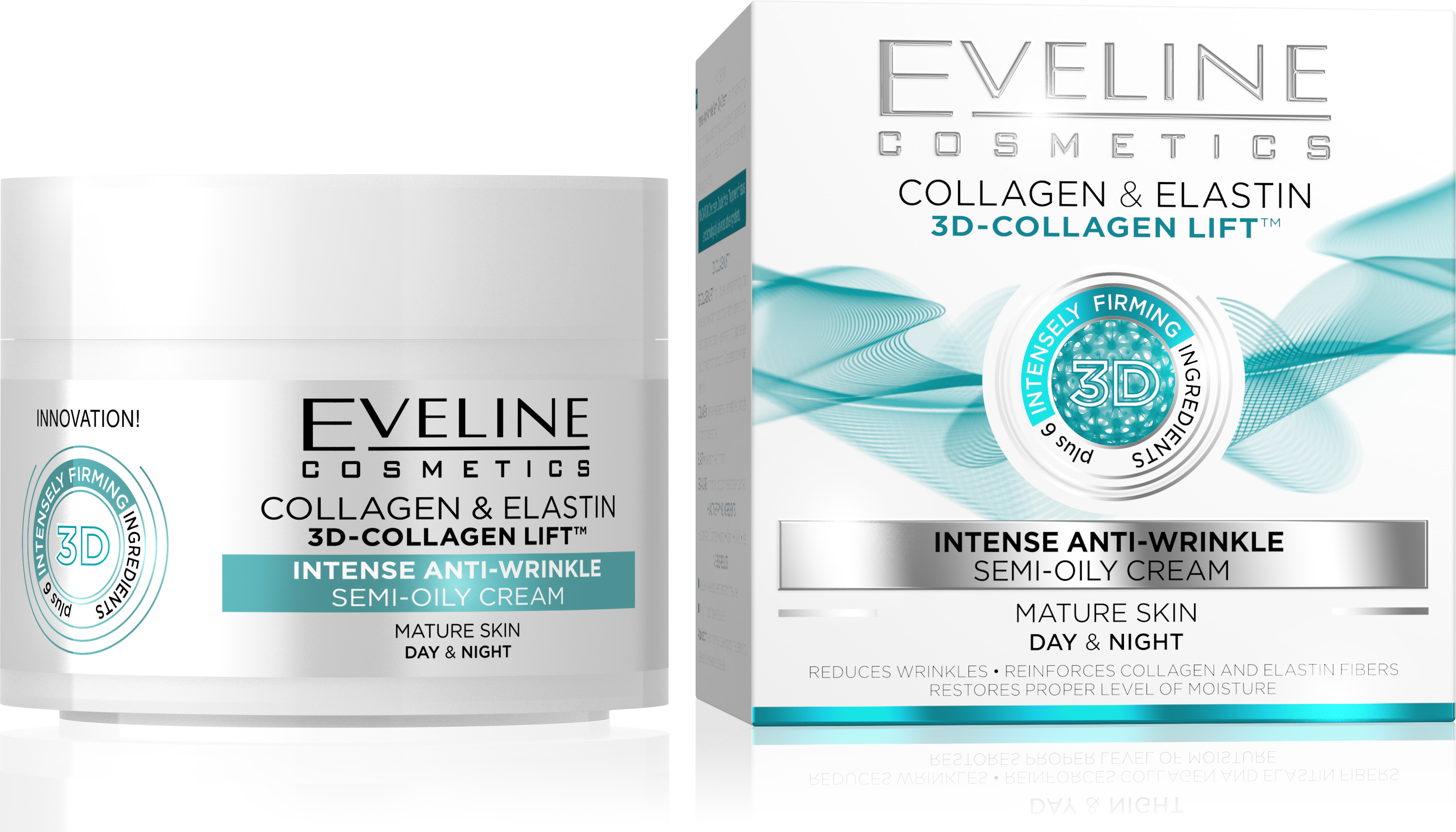EVELINE Nature Line 3D intenzívny protivráskový krém s kolagénom & elastínom