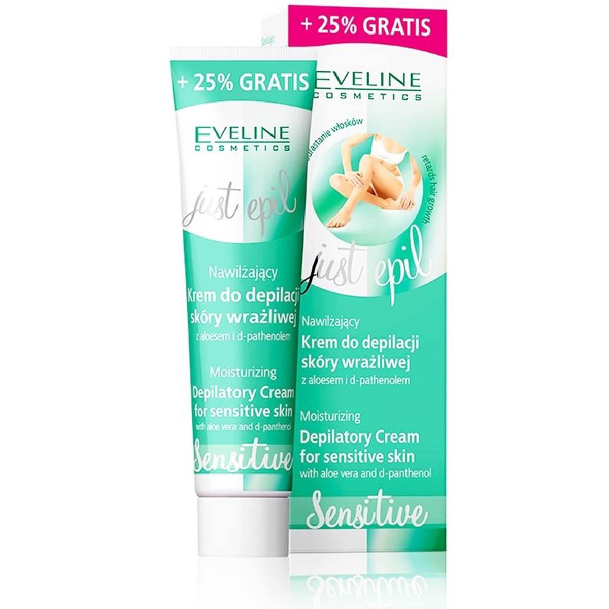 EVELINE Just Epil depilačný krém SENSITIVE na citlivú pokožku s aloe vera a D-panthenolom
