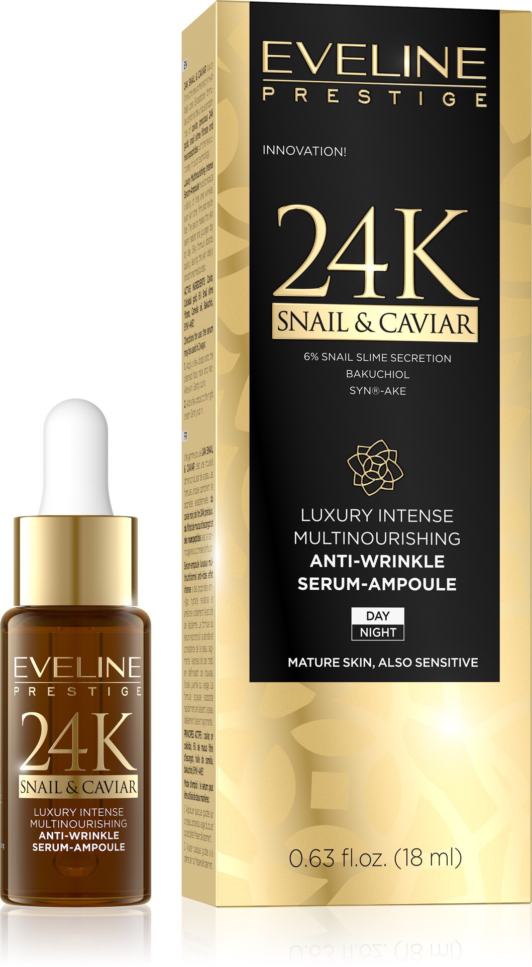 EVELINE 24K SNAIL & CAVIAR luxusné intenzívne multivyživujúce sérum proti vráskam
