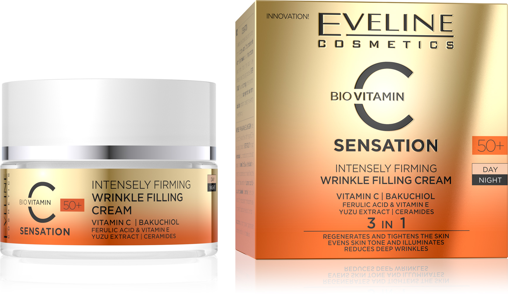 EVELINE C SENSATION 50+ intenzívne spevňujúci krém na vyplnenie vrások s vitamínom C