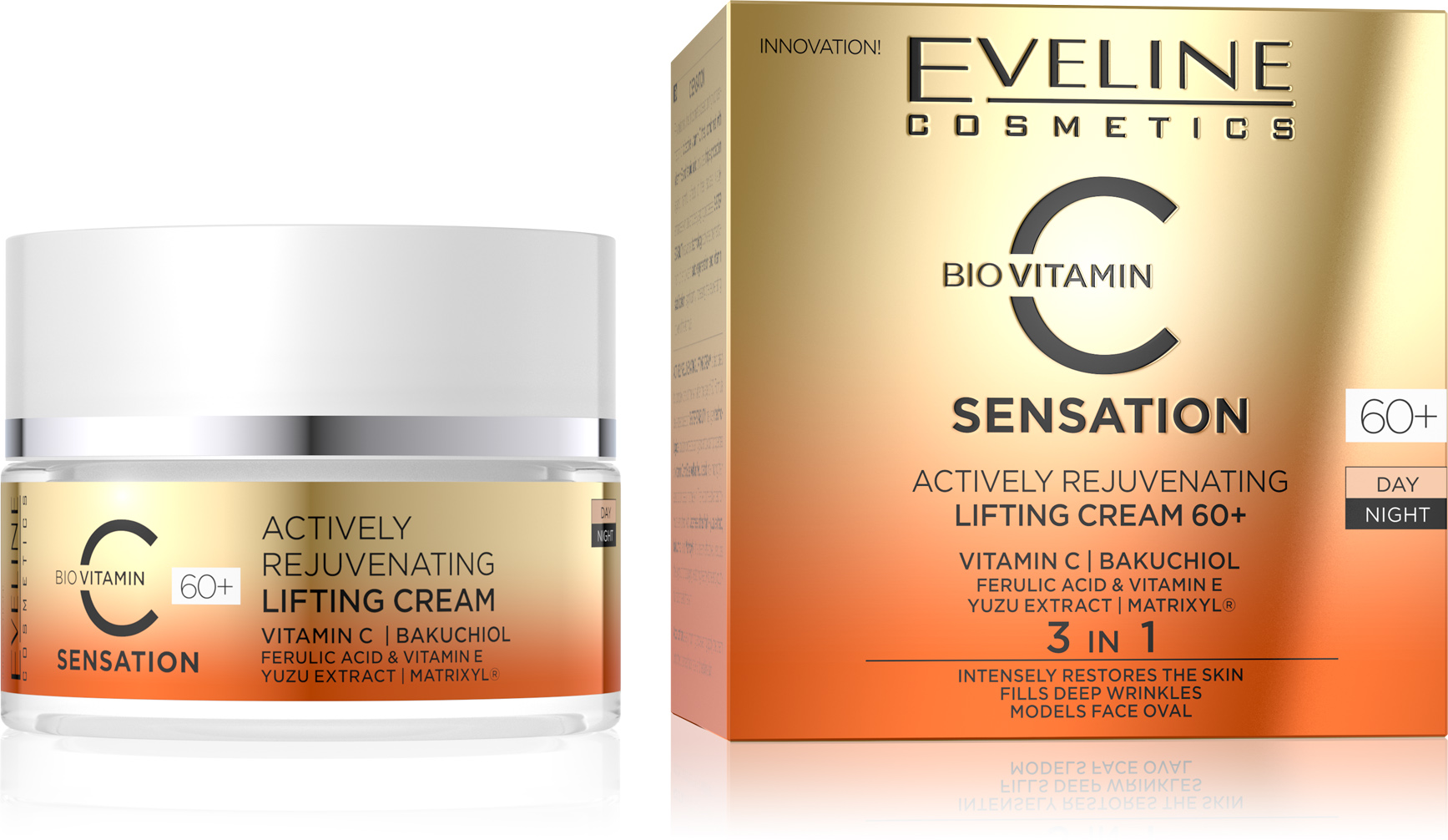 EVELINE C SENSATION 60+ aktívne omladzujúci liftingový krém s vitamínom C