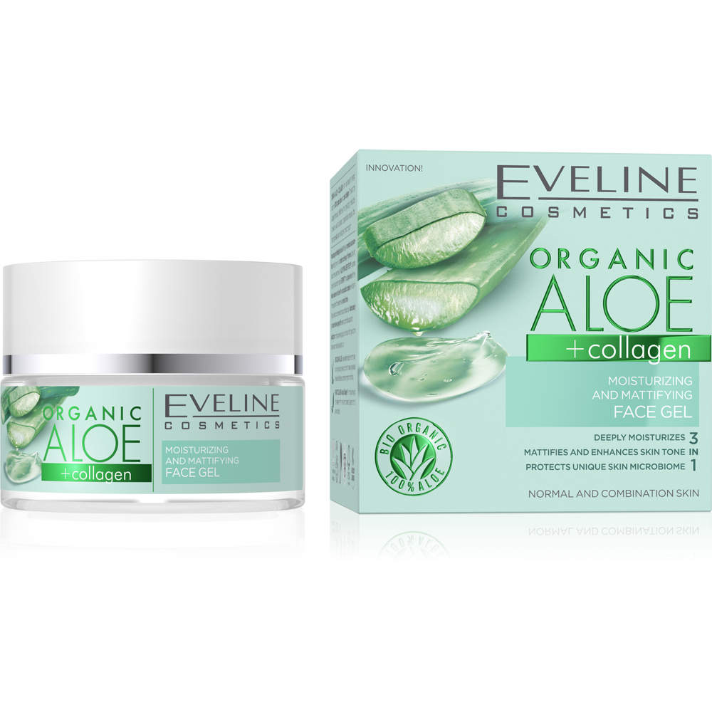 EVELINE Organic ALOE + COLLAGEN hydratačný a zmatňujúci pleťový krém - gél
