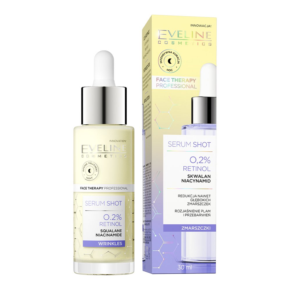 EVELINE SERUM SHOT protivráskové sérum s 0,2% retinolu na tvár, krk a dekolt