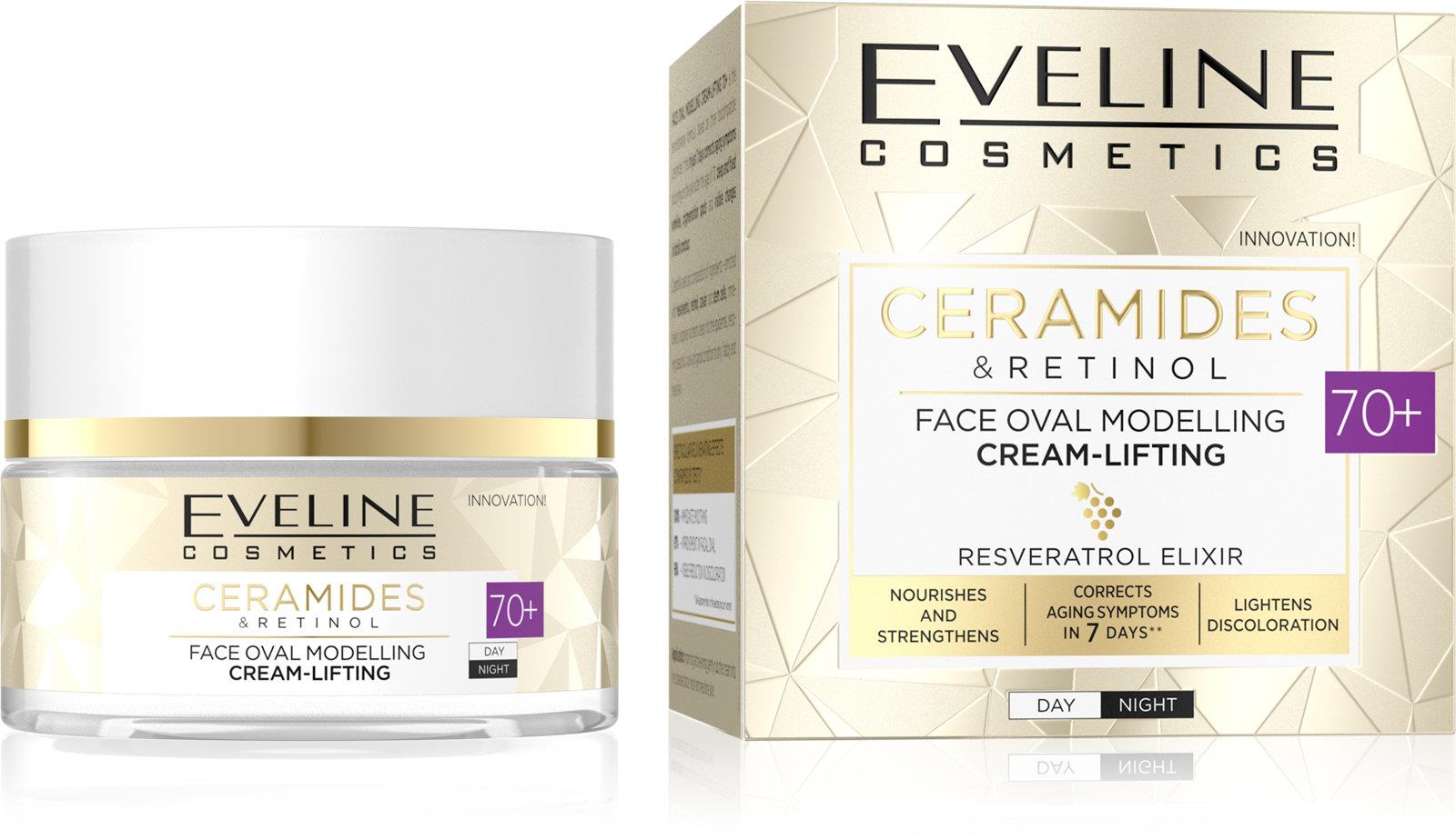 EVELINE CERAMIDES & RETINOL 70+ liftingový krém modelujúci ovál tváre