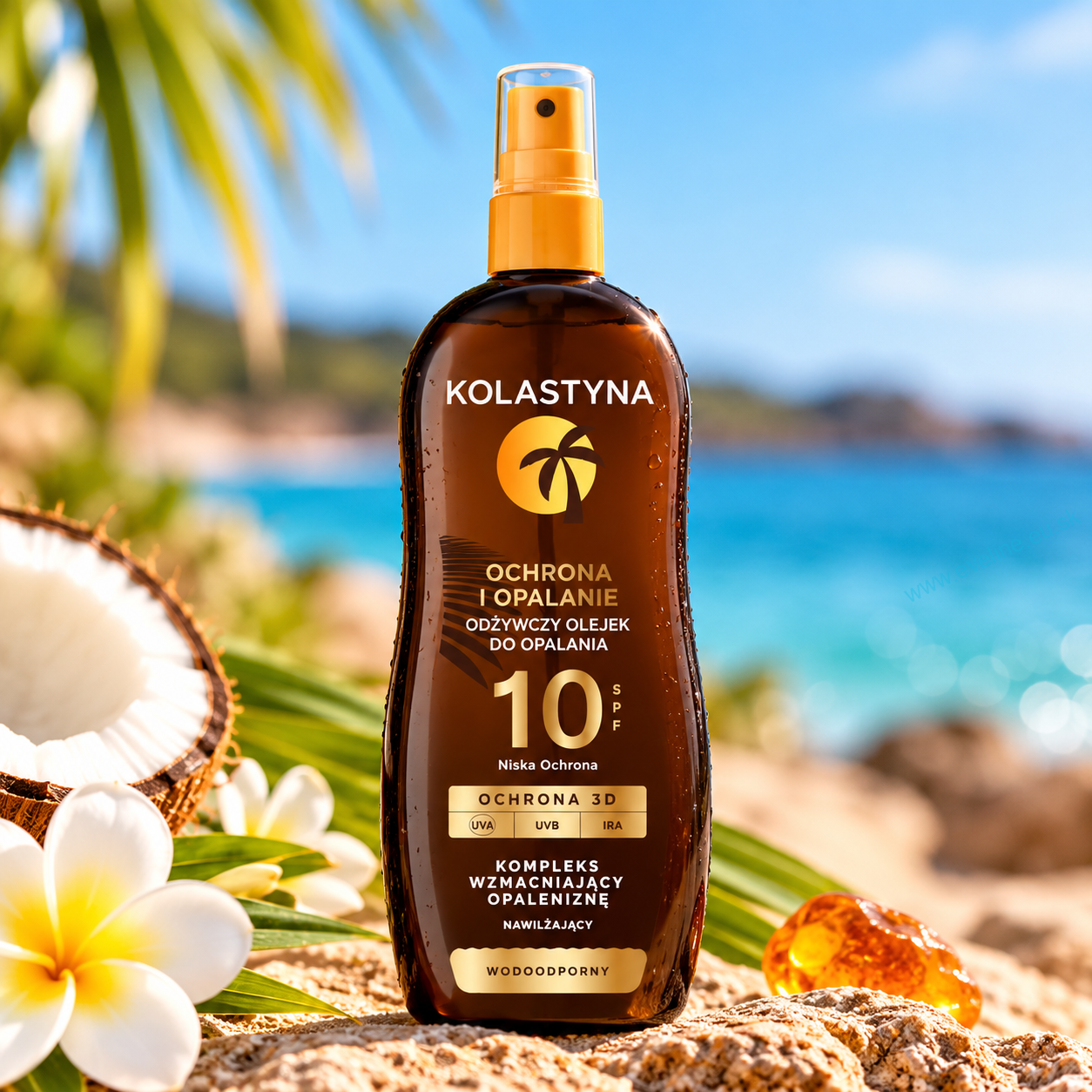 KOLASTYNA Hydratačný olej na opaľovanie Vodotesný SPF 10 Spray 150 ml