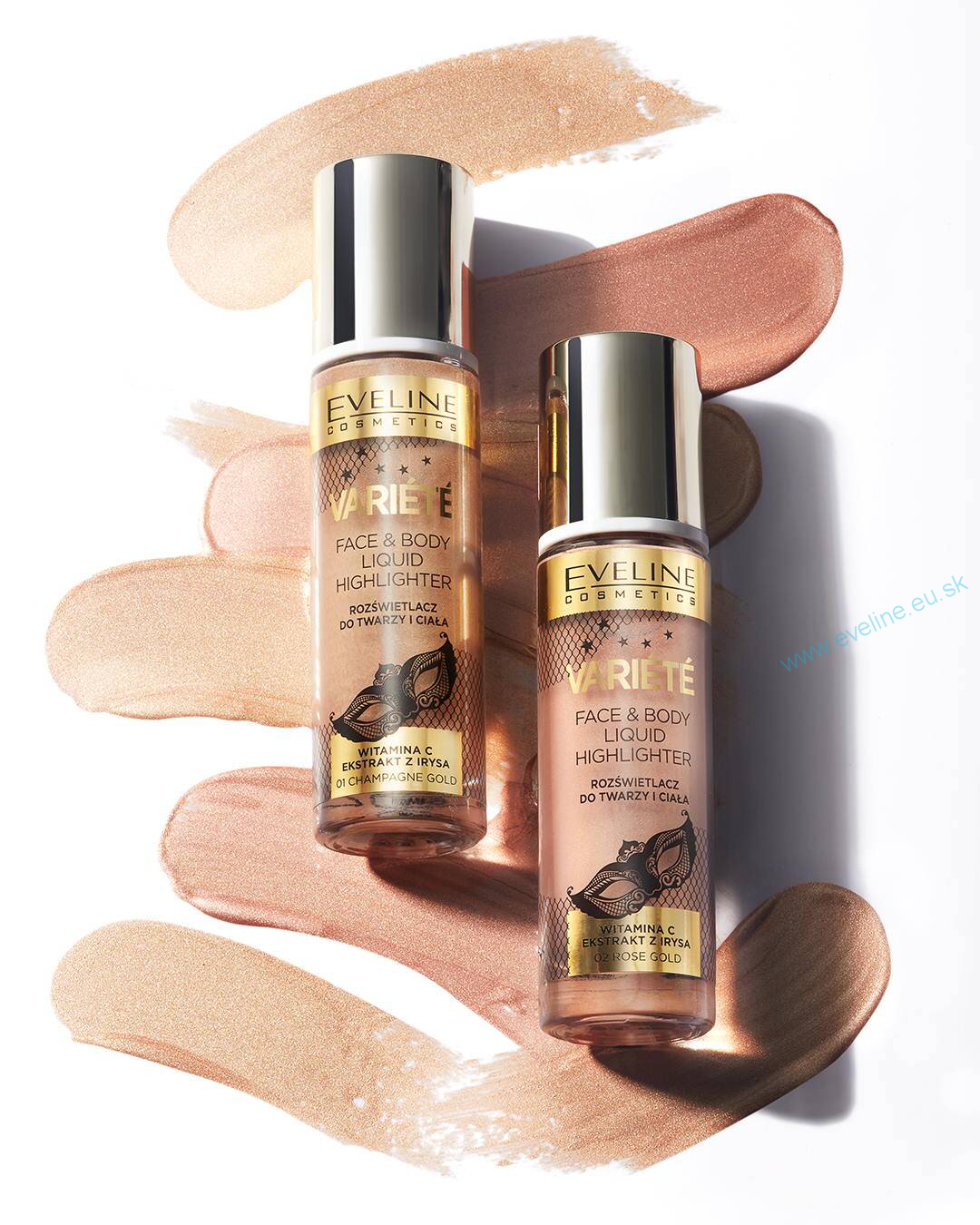 EVELINE VARIÉTÉ tekutý rozjasňovač na tvár a telo - 02 ROSE GOLD