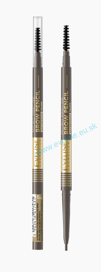 EVELINE Micro precízna vodeodolná ceruzka na obočie s kefkou 2v1