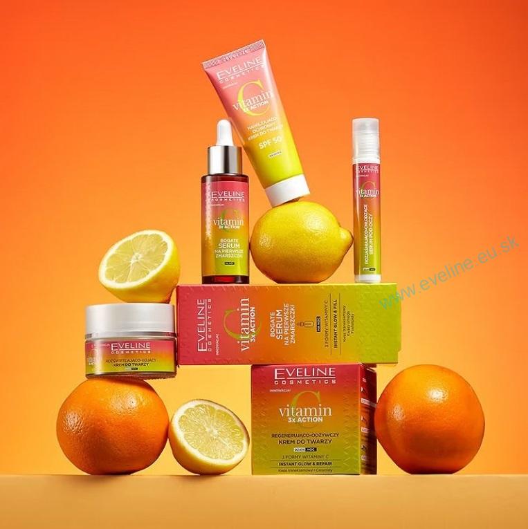 EVELINE Vitamin C 3x Action - Rozjasňujúce a chladivé očné sérum roll-on