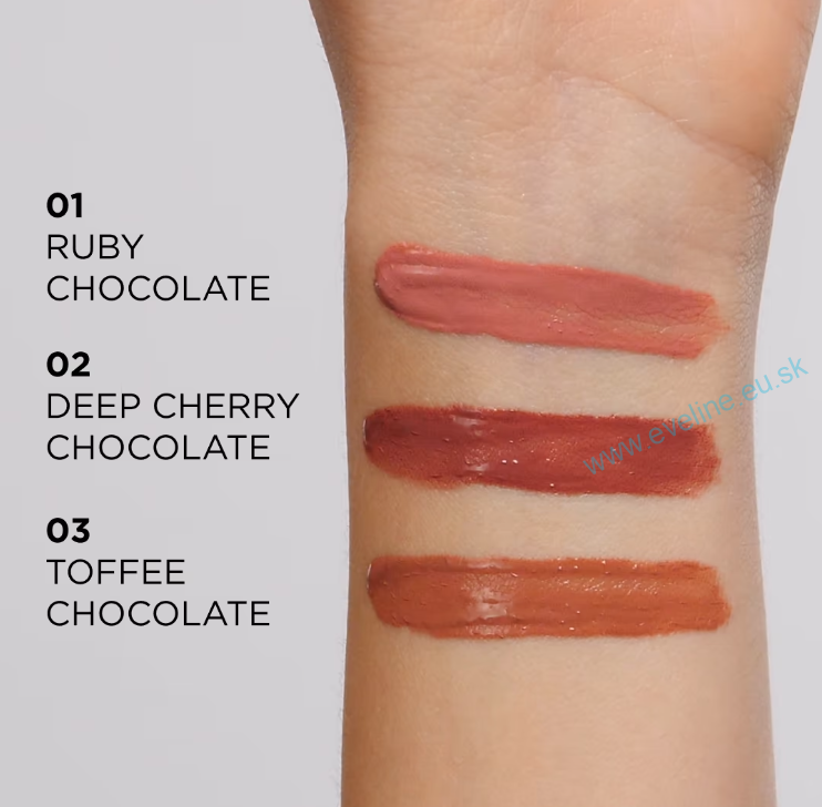 EVELINE Choco glamour - vynilový tekutý rúž s efektom lesklých pier